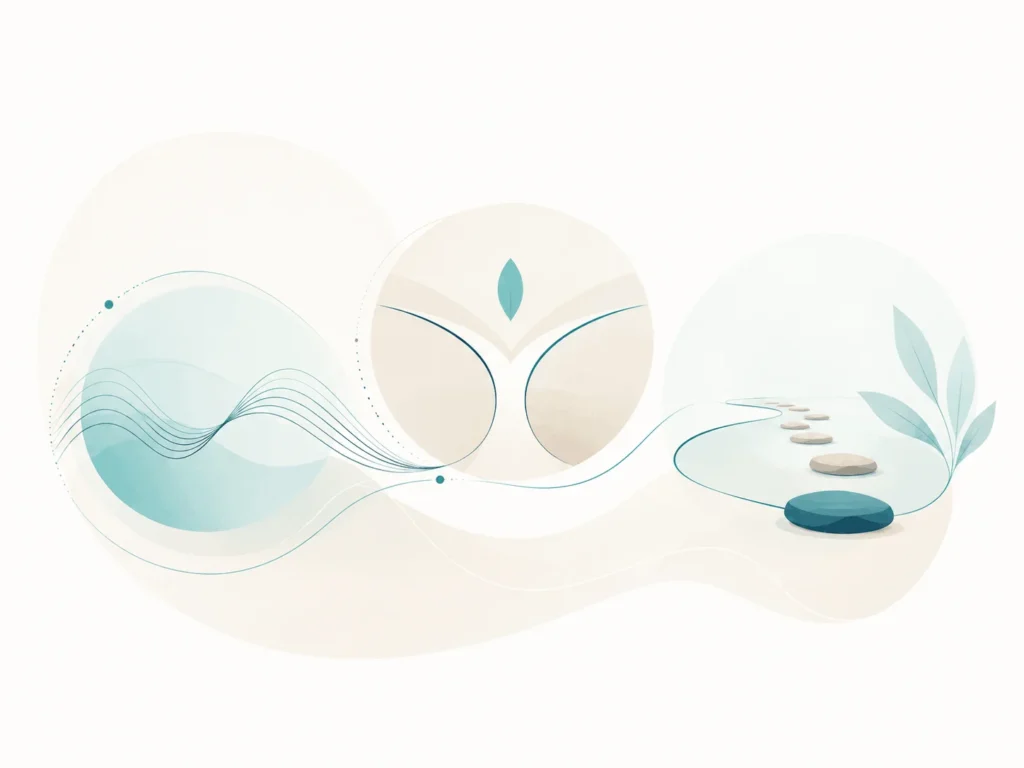 Subtle iconographic illustration showing a calm conversation with a teenager, listening and seeking psychological support without pressure.